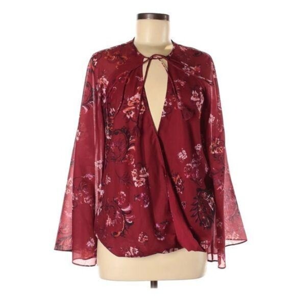 The Jetset Diaries Autumn Surplice Top Size Small Floral Print Bell Sleeve New - Picture 2 of 6
